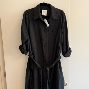 BNWT Abercrombie Linen Blend Midi Shirt Dress